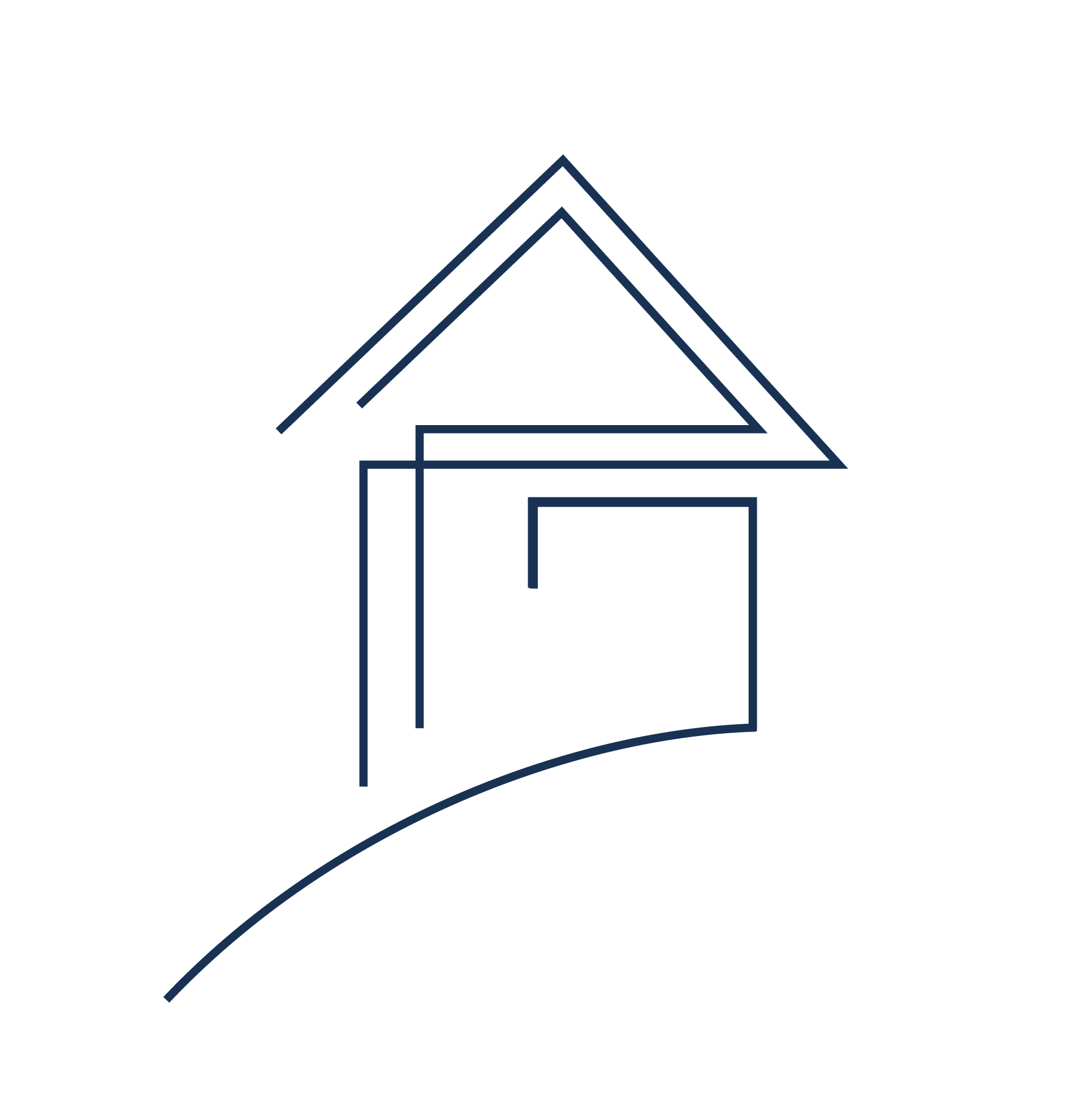 Logo der Kanzlei - Ein minimalistisches, dunkelblaues Linienzeichnung eines Hauses